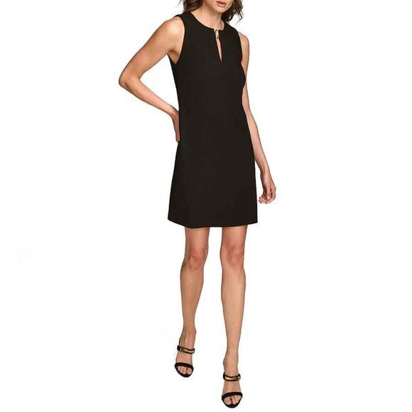 DONNA KARAN SLEEVELESS SHEATH DRESS W/ KEYHOLE NECK & SCULPTURED BUTTON CLOSURE - Picture 5 of 6